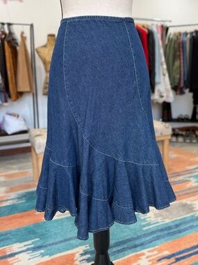 Vintage Denim Western Flared Skirt